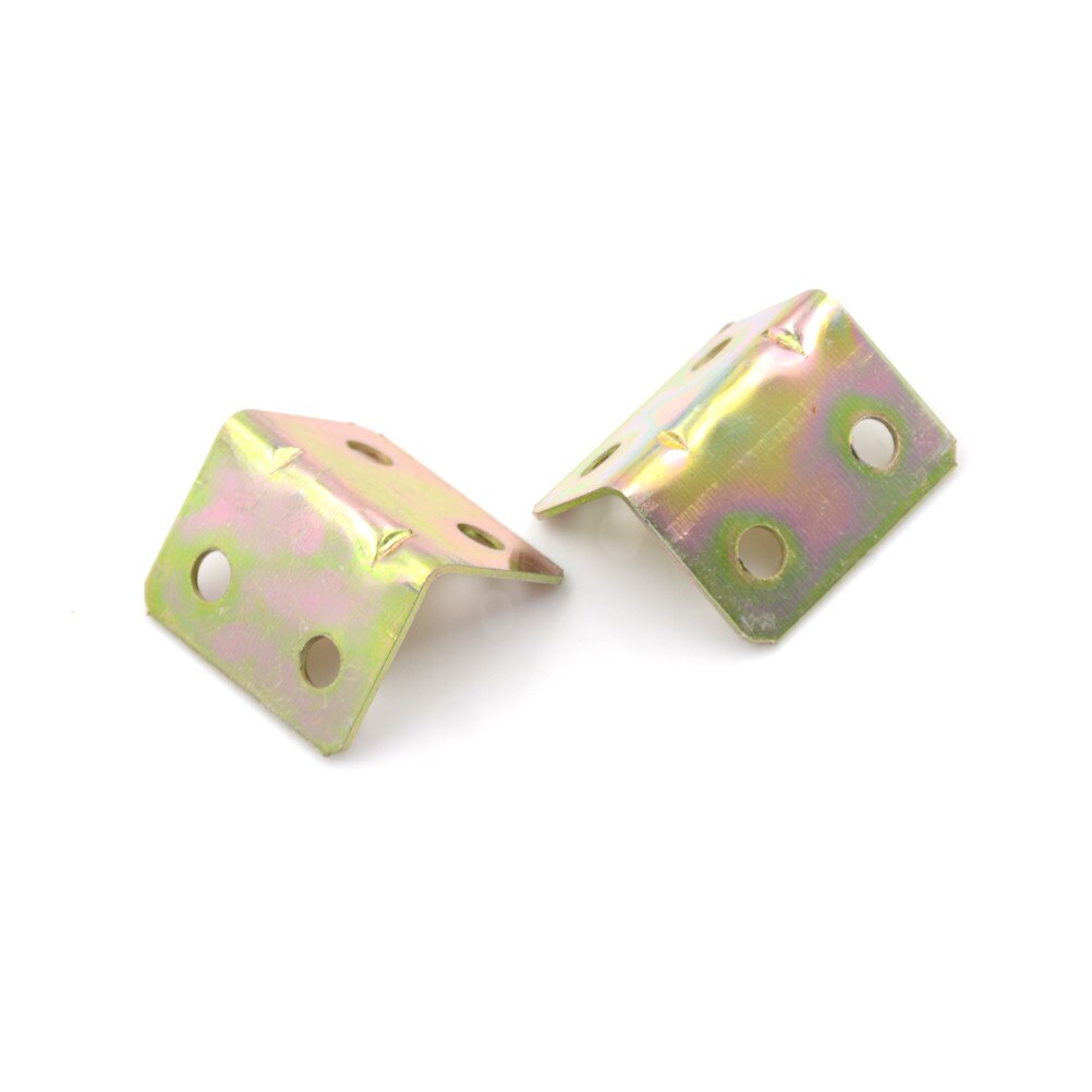 10 Pcs Brass Tone 4 Holes 90 Degree Metal Right Angle Bracket Shelf Support 29*20*4mm