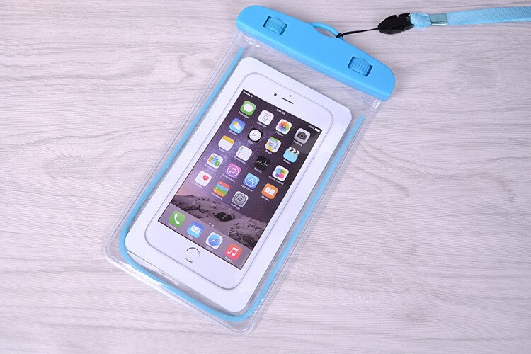 6.0 "pvc luminoso smartphones sacos para xiaomi redmi 5 plus caso à prova dwaterproof água para iphone 6s para huawei p20 p10 para samsung s8 caso: Sky Blue