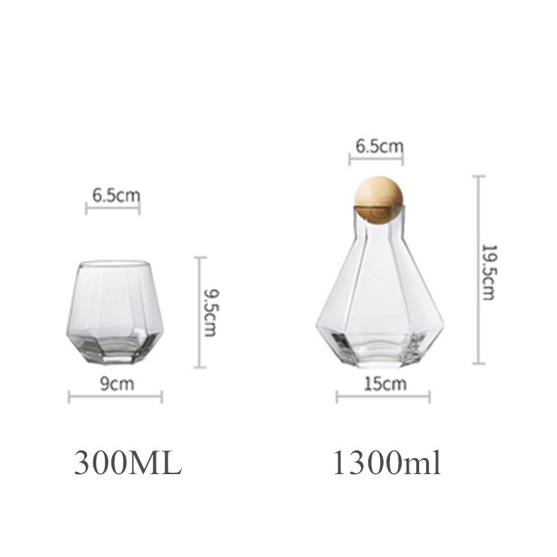 1/5 Pcs/Set Water Potten Glazen Karaf Set Houten Deksel Karaf Pitcher Wijn Whisky Bier Sap Set Drinkwater waterkokers