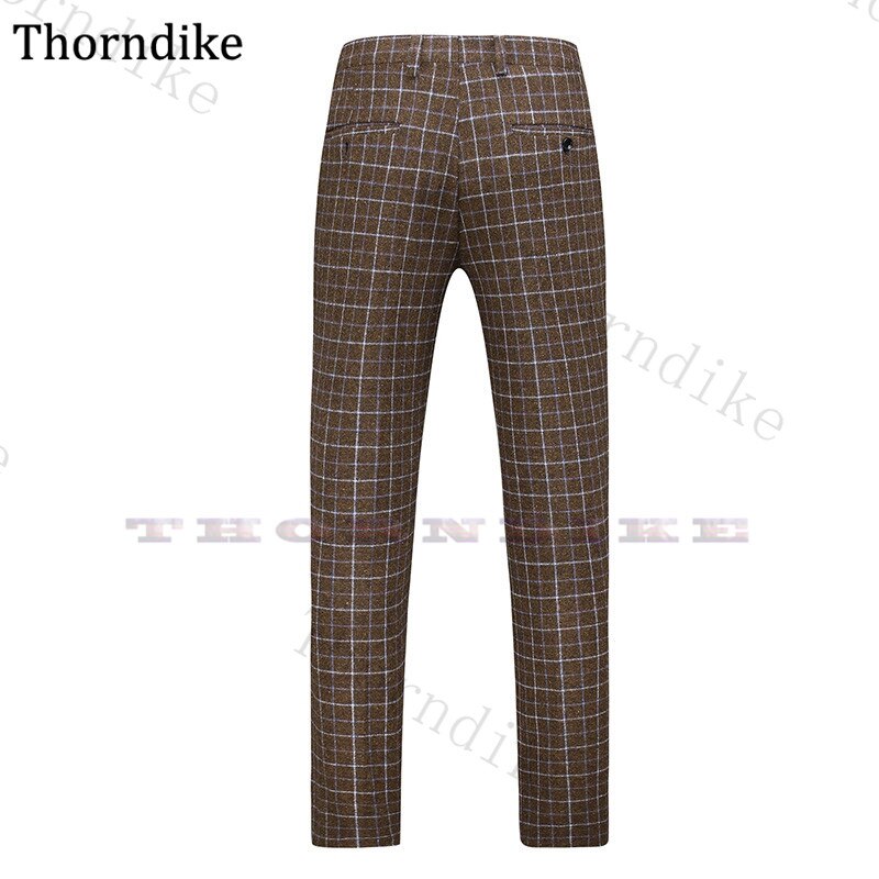 Thorndike harmaa ruudullinen juhlapuku housut miehille rennot villahousut hääjuhliin syksy talvi plus kokoiset bisneshousut
