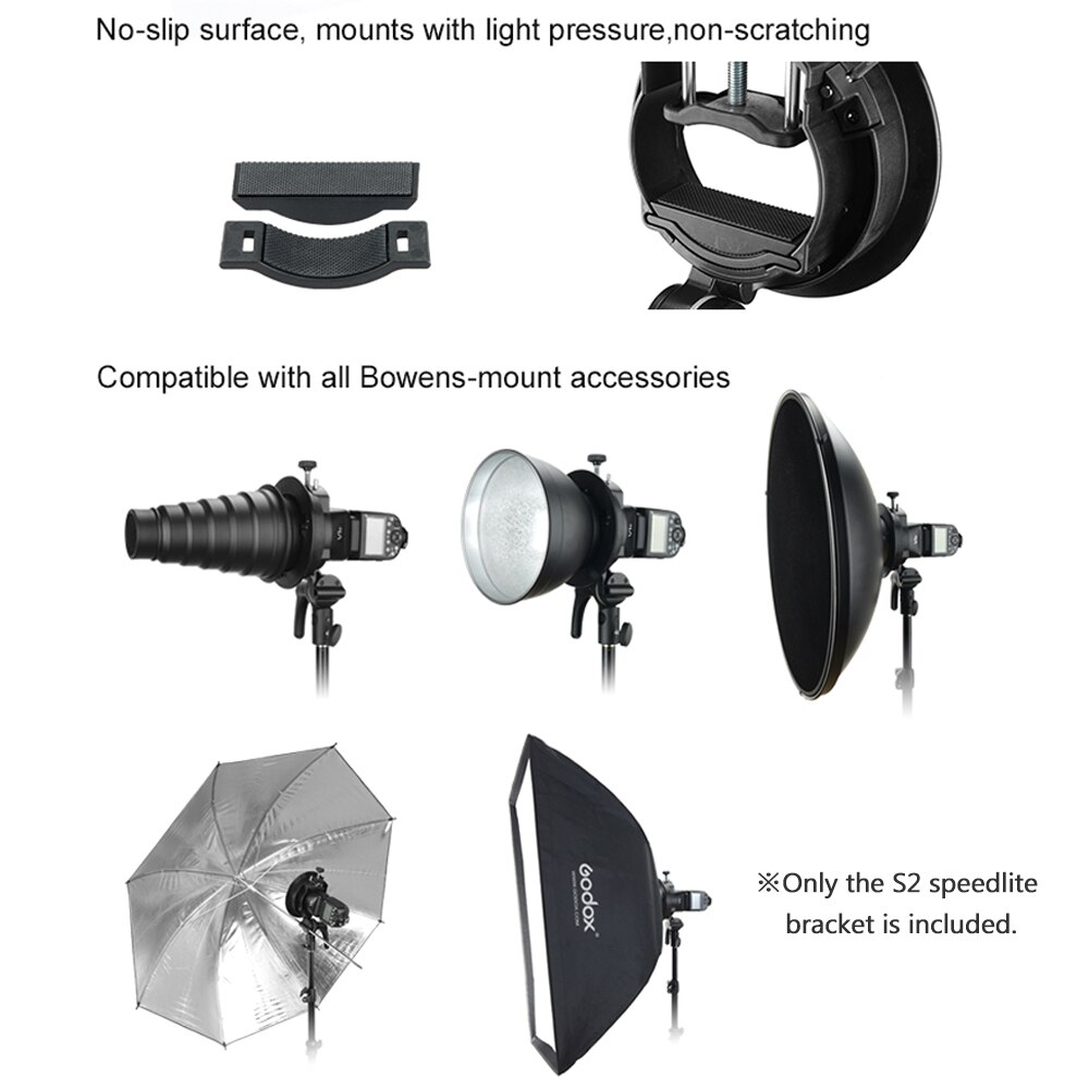 Support Flash s-type Godox S2 support Speedlite support Bowens pour Godox V1 V860II TT350 AD400Pro AD200Pro Flash beauté