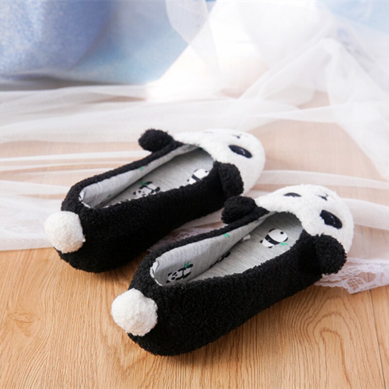Size 36-42 Women Panda Flats Winter Femmes Cartoon Animation Home Shoes Mujer Soft Bottom Slip On Cotton Zapatos Chaussures Y29