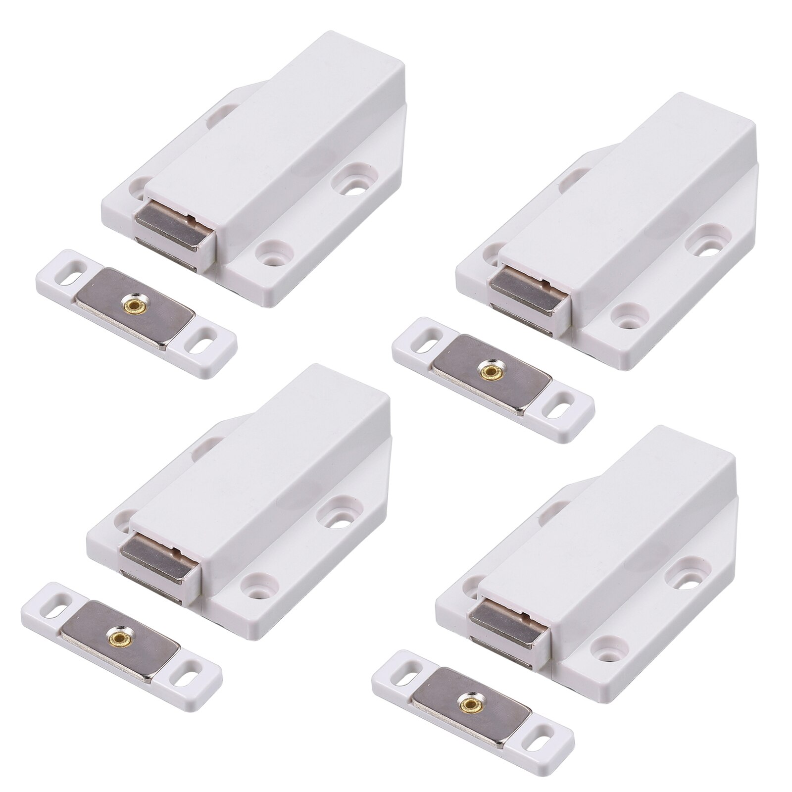 TANiCE 4Pcs Door Latch Sliding Lock Push-To-Open For Release Cabinet Large Doors Drawer Catches Latch White or Brown Door Locks