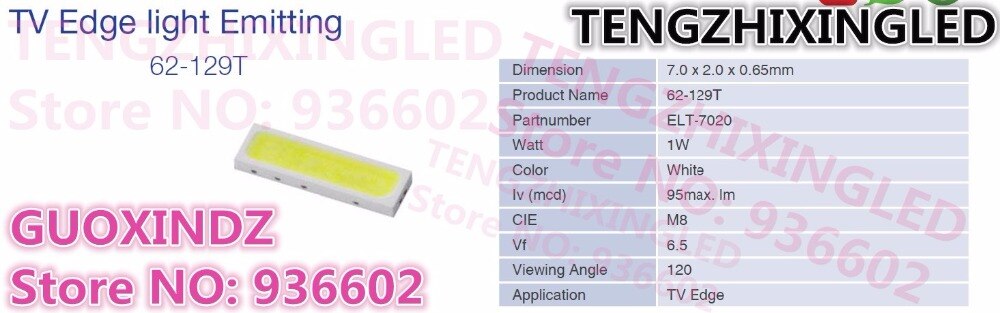 Voor HISENSE LED LCD Backlight TV Toepassing EVERLIGHT LED Backlight 1 W 6 V 7020 Cool white LCD Backlight voor TV