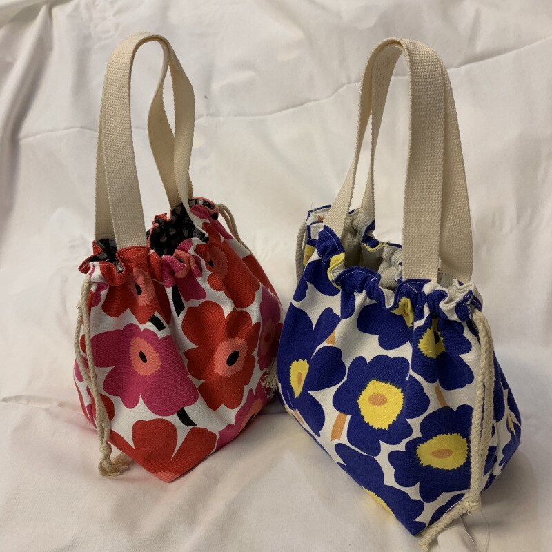 Japanse Stijl Lunchbox Tas Leuke Lunch Tas Canvas Tas Trekkoord Draagbare Canvas Tas Met Rijst Handtas Lunch Tas tote Bag