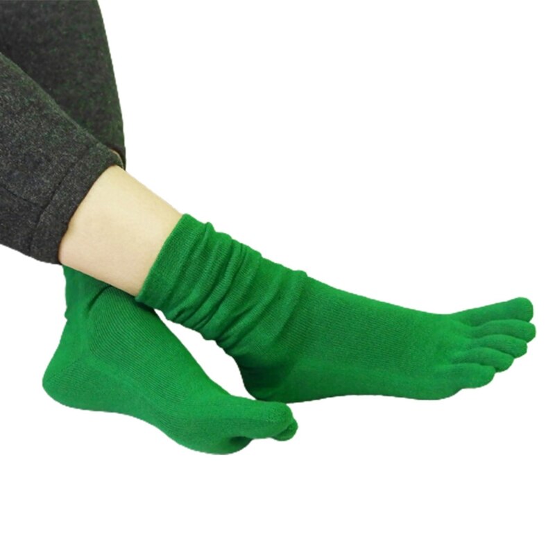 Chaussettes Tube longues à cinq doigts pour femmes, Simple, couleur unie, doux, respirant, orteils séparés, bonneterie en coton, automne décontracté: DGN