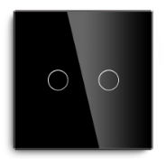 Bseed eu touch dimmer switch 2 gang 1 way led white black gloden crystal class panel dimmer: Svart