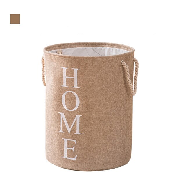 Extra Large Linen Laundry Basket Collapsible Fabric Laundry Hamper with Ring Handle Portable Washing Bin Folding Clothes Bag: Khaki