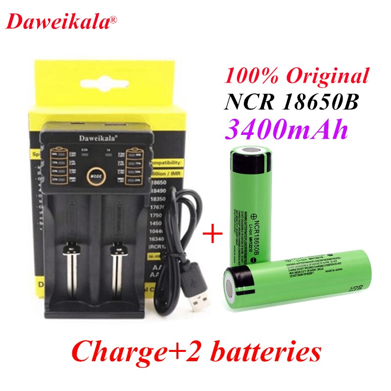 NCR 18650B 3.7V 3400 MAH 18650 Lithium Rechargeable Battery For Panasonic Flashlight Bateries and USB charger