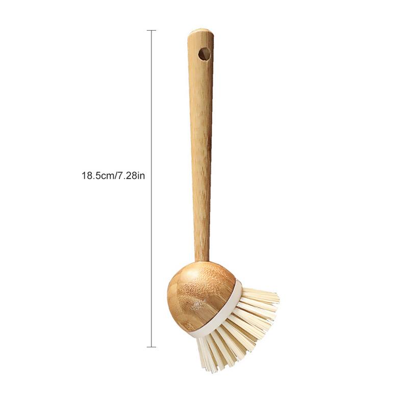 Cepillo de limpieza de madera, sartén con mango largo, cepillo para lavar platos, cuencos, cepillos de limpieza, accesorios de Herramientas de limpieza de cocina para el hogar