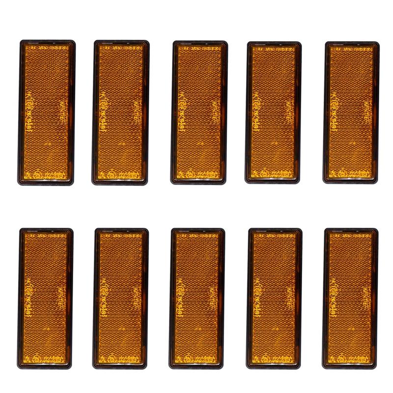 10pcs/Set Car Amber Orange Sticker Reflectors Warning Mark Sign Reflective Tape Panel IP67 For Trailer Truck RVs