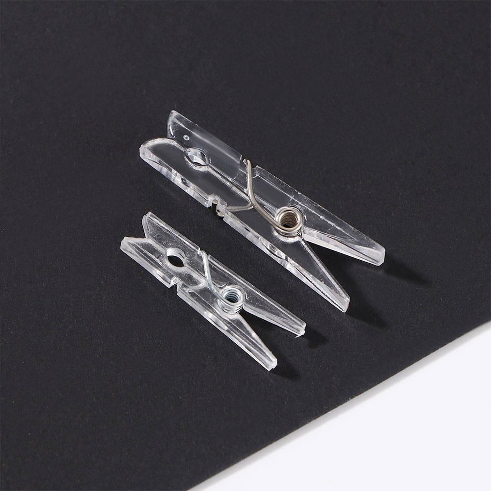 20 pcs Transparent Clips Clamps Clips Clothes Spring Hanging Plastic Clamp Line Clips Clothespins for Photos Cloth Paper