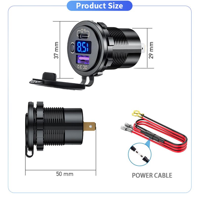12V-24V ładowarka samochodowa USB QC3.0 5V 3A USB automatyczny gniazdo szybkie ładowanie PD Port zapalniczki wodoodporna 12V ładowarka accesori