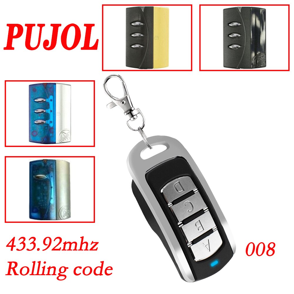 PUJOL compatible garage Remote control Rolling Code garage door opener 433mhz command pujol vario blue light with battery: 008