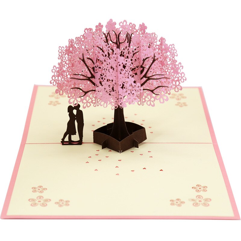 3D Pop UP Cards Cherry Tree Wedding Invitations Cards Valentine's Day Anniversary Greeting Card Greeting Postcard Card