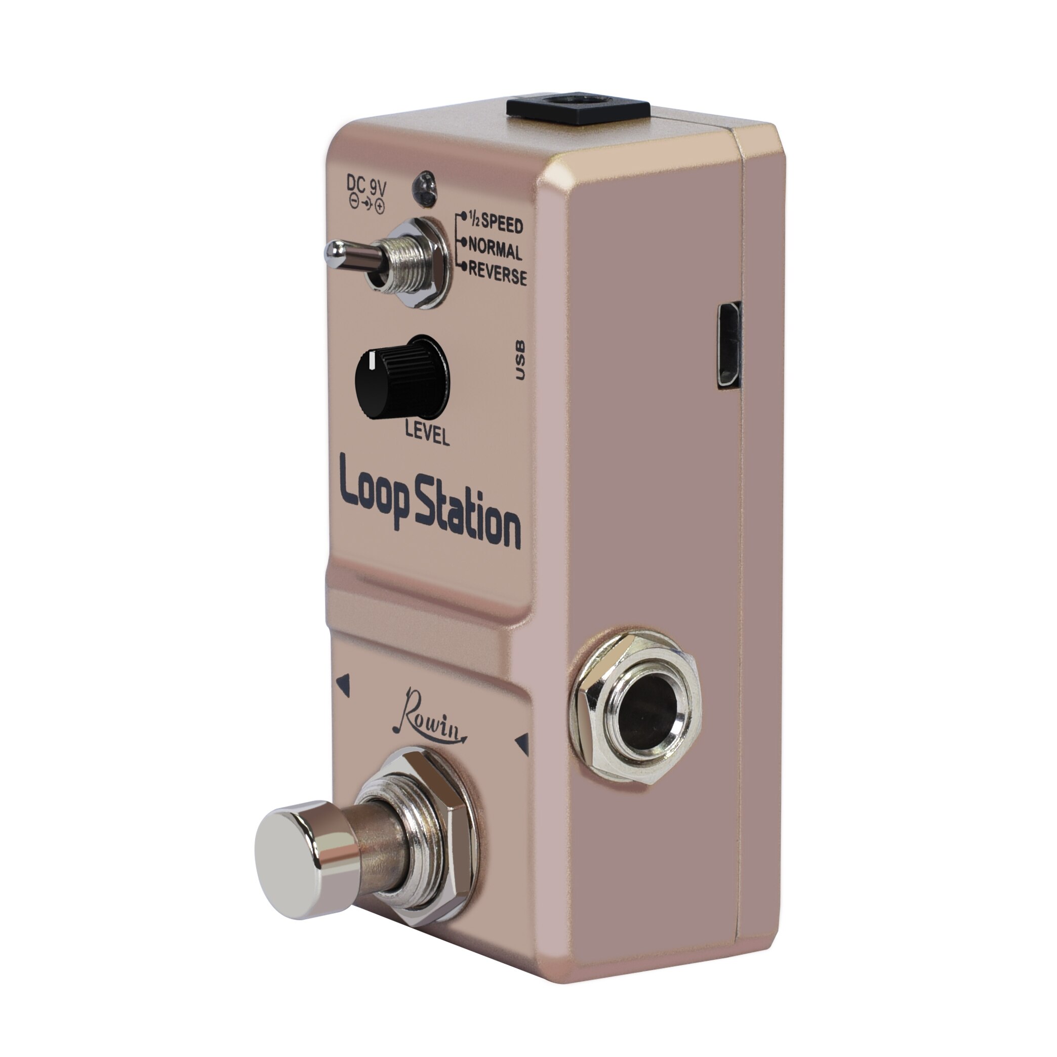 Rowin Guitar Looper Pedal Loop Station Unlimited Overdubs 10 Minutes of Looping, 1/2 time, and Reverse USB Port 3Mode True Bypas