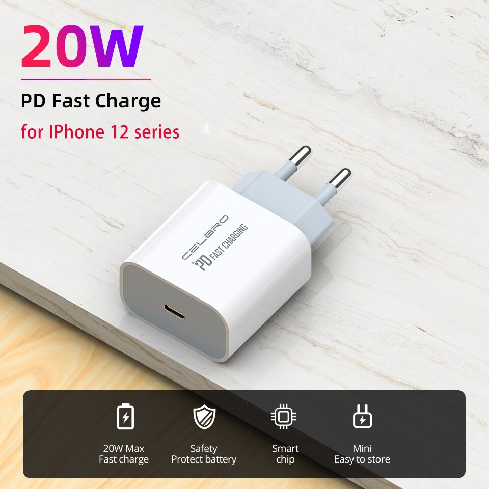 Voor Iphone 12 Charger Pd 20W Usb C Adapter Type C Cargador Voor Iphone 12 Pro Max Ik Telefoon charger Snelle Usb Laders Eu Vs Uk Plug