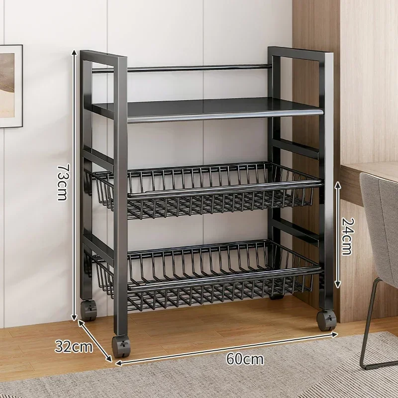 Carro de cesta de verduras para cocina, estante de almacenamiento multifuncional, carrito rodante móvil para fruta, horno microondas, organizador de cocina: Dorado claro
