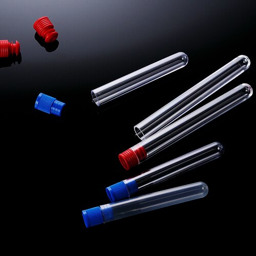 100 Pieces 15*100mm PS Plastic Test Tube With Screw Cap