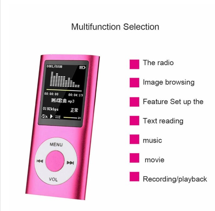 Radio FM deportiva portátil con reproductor Mp3 y Mp4, bonita, con LCD de 1,8 pulgadas, compatible con música, vídeo, reproductor multimedia Mp3 y Mp4 para IPod Style