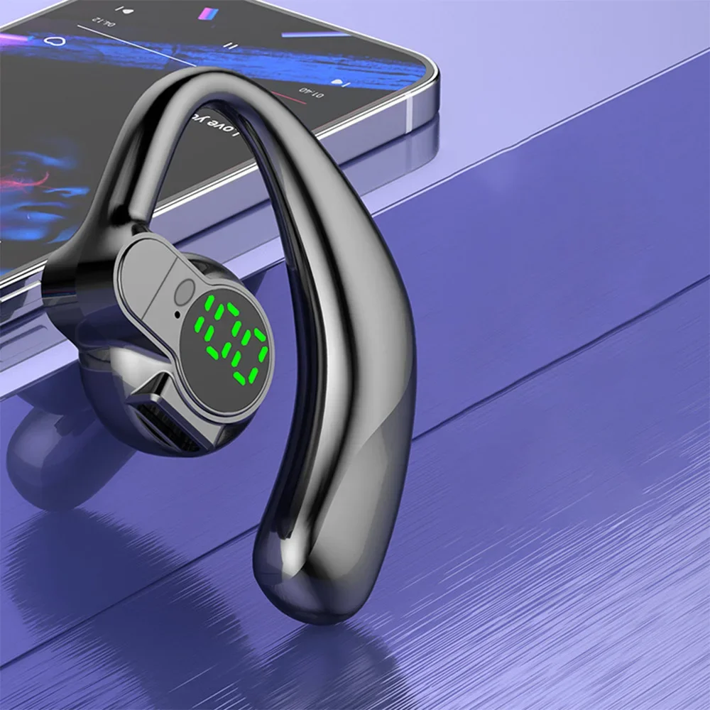 180 ° Drehbare kabellose Knochenleitungskopfhörer, Bluetooth 5.4, Freisprech-Ohrbügel, Geräuschunterdrückung, Ohrhörer mit Mikrofon: Rot