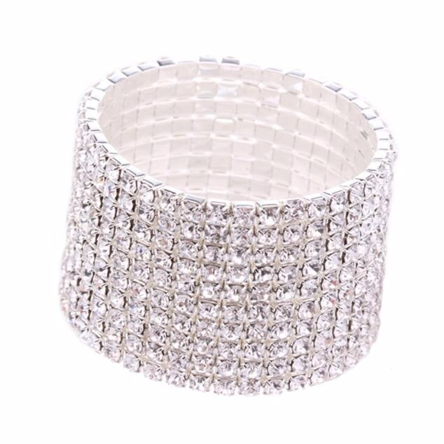 romantische Frauen Schmuck Armreif Elastische dehnbar 10 Reihe Strass Kristall Armbinde Armreif Braut Partei Schmuck Pulsera