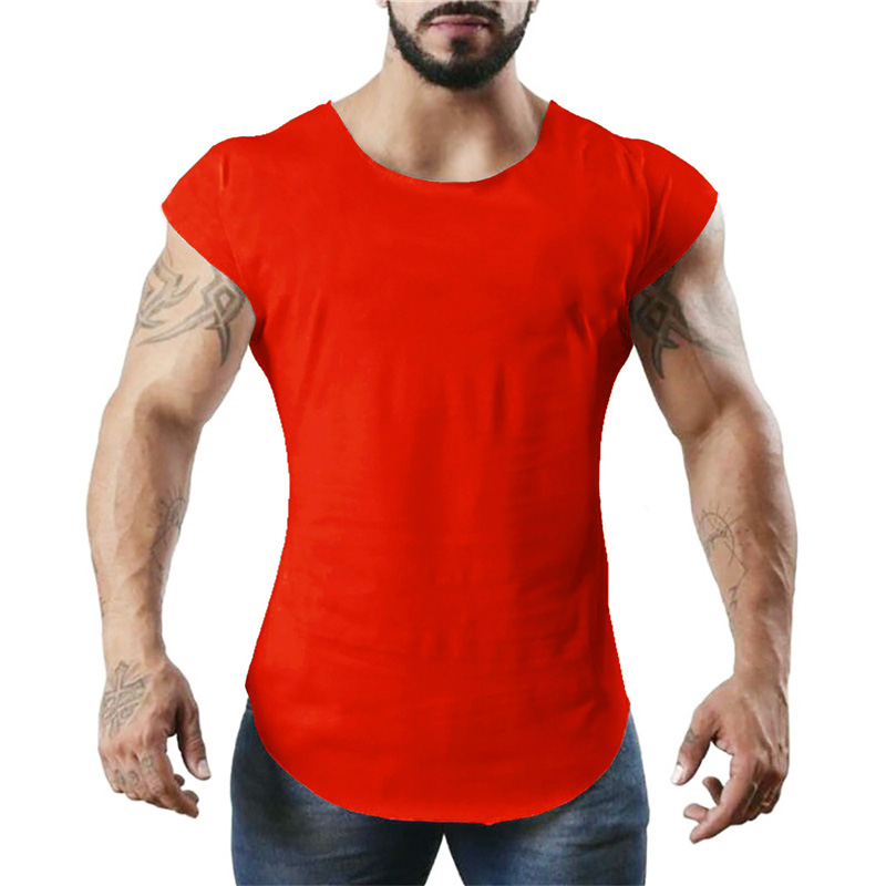 Enfärgade fitnesskläder herr casual hiphop bomullsvästar slim fit ärmlösa andningsbara skjortor gym bodybuilding muskeltröjor