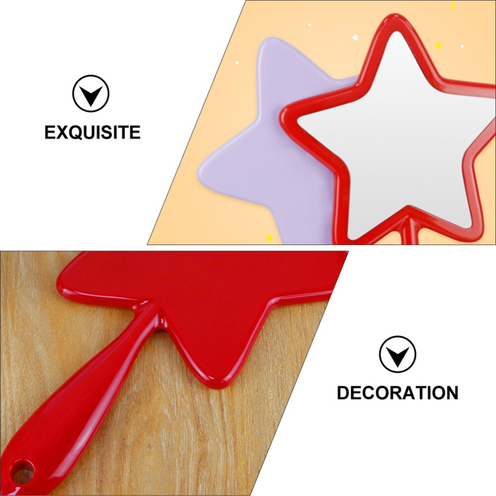 1Pc Five-pointed Star Handle Mirror Woman Handle Makeup Mirror Handhold Mirror