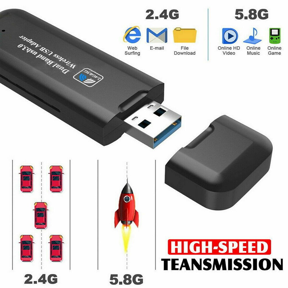 2,4G/5,8G 1200Mbps Dual Band USB 3,0 Wireless Networking Karte WiFi Adapter für PC Wireless WiFi 802,11 ac