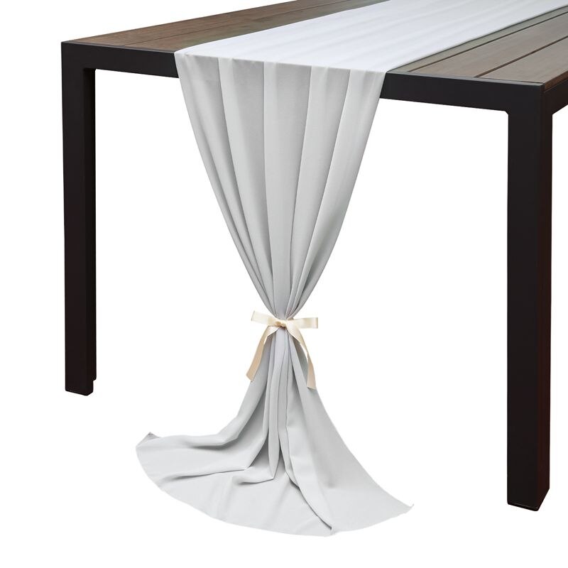 Wedding Table Runners Dusty Blue Burgundy Pink Grey Soft Chiffon Fabric Wedding Runner Bridal Party Decorations (68*300cm): Light Grey
