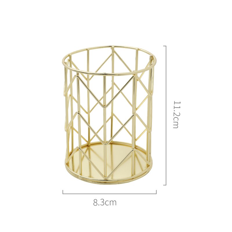 Unique Pen Pencil Holder Makeup Brush Holder Desktop Office Stationery Organizer Cosmetic Brush Storage: w Gold