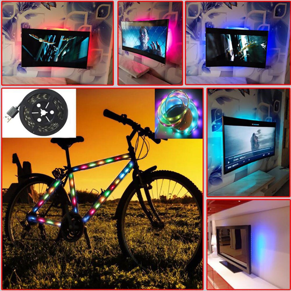 1Pcs USB Powered RGB 5050 LED Strip Lighting For TV Computer Background Light Flexible Stripe Lamp 5.5