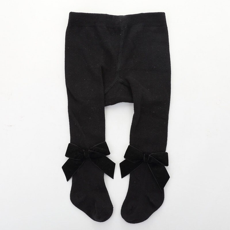 Mallas para niña de 0 a 24 meses, lazos grandes, medias de algodón suave para bebé, invierno y otoño, medias para niña pequeña: black / 0-12 M