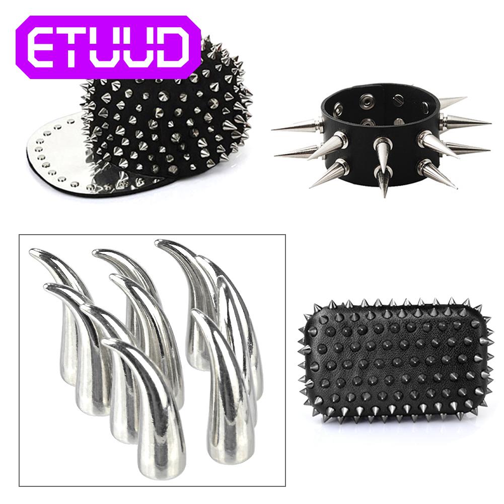 Remaches tipo bala plateados Para Ropa, tachuelas Punk de cuero, Parche de espinas, tachuelas Para Remaches, 10 Uds.