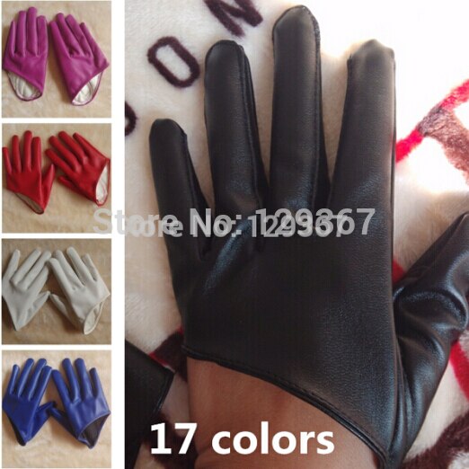 ! 100% Echt Schieten, Vrouwen Korte Pu Lederen Handschoenen Mode Half Palm Motorhandschoenen Handschoenen 17 Kleuren