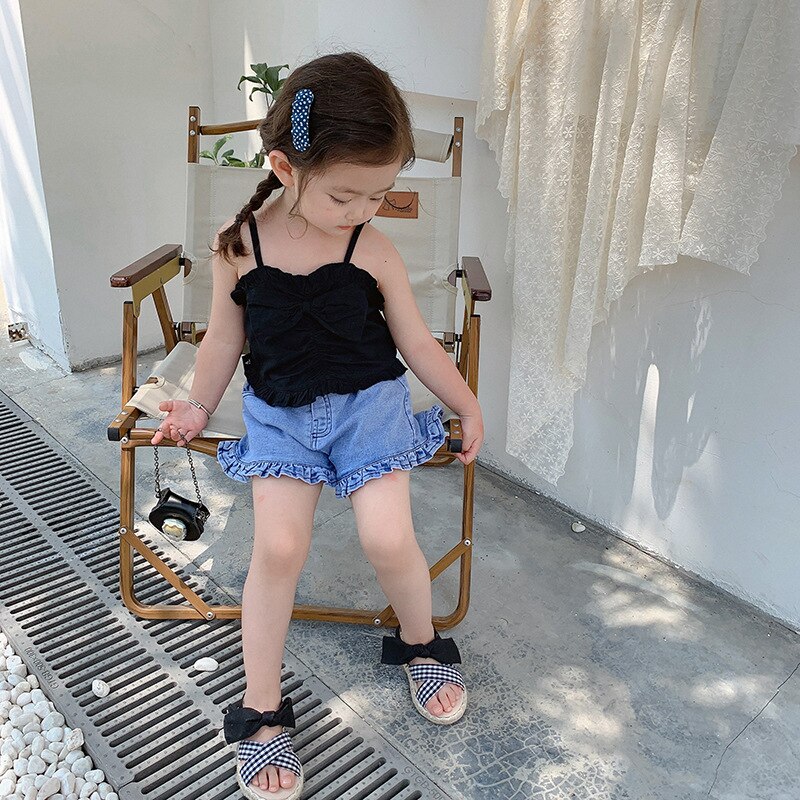 2021 neonate bambini ritaglio cotone soild bow canotta canottiera carino bambini vestiti per bambini