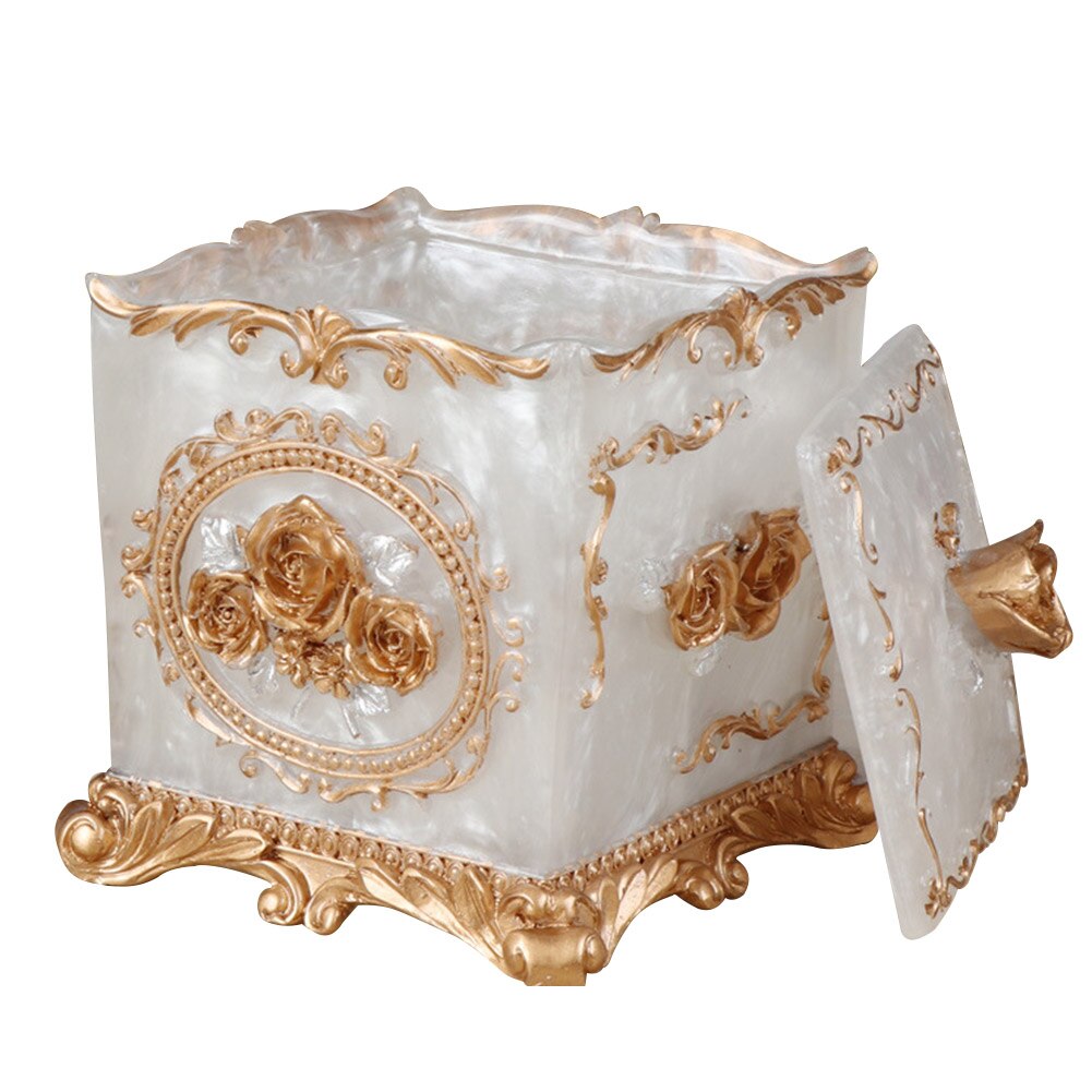 Toothpick Holder Party Cute Square Round Bars Home Kitchen Vintage Restaurant Container European Style Cotton Swab Resin: White Square