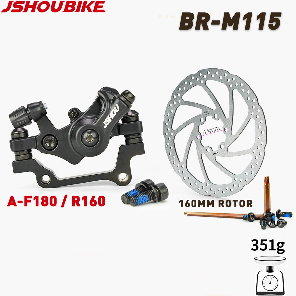 JSHOUBIKE M115 Mountain Bike Line Pull Flat Mount Dual Piston Mechanic Disc Brake 160mm Disc Brake Caliper MTB Accessories