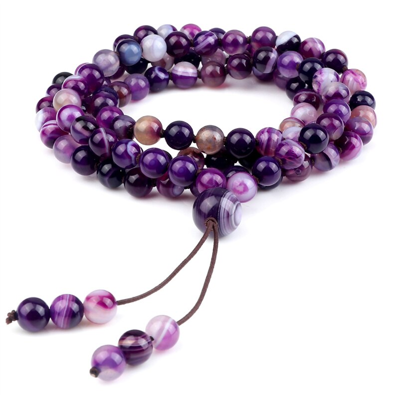 9 herrenarmbänder in verschiedenen stilen , 6mm natürliche blaue und violette achat-onyx-steine , 108 mala-ketten und -armbänder für damen: Gestreifte achate 1