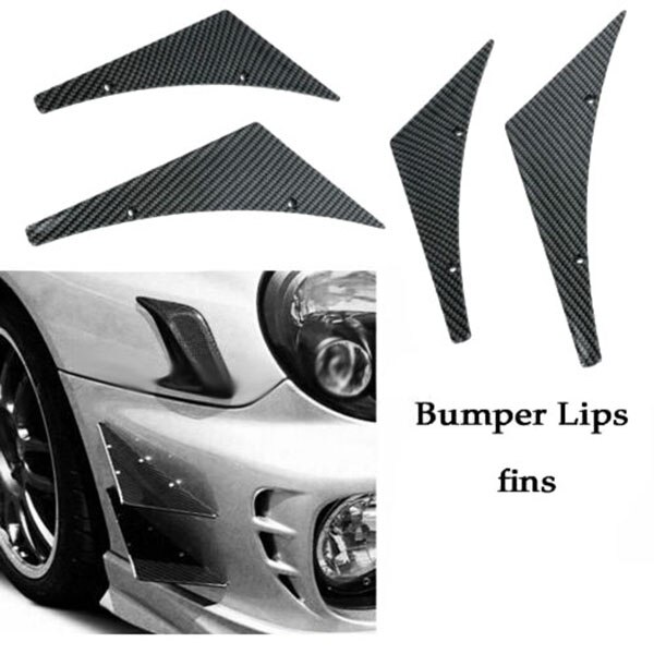 4 x fibra de carbono deportiva Racing Diffuser parachoques Lip Fins alerones Splitter