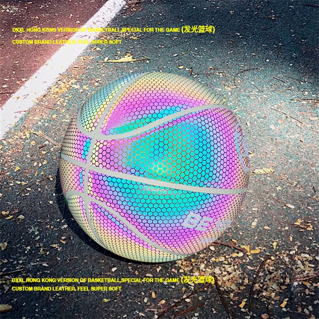 Size 7 Glowing Reflective Luminous Basketball Battery-Free Light Up Basketball Glow in The Dark Party Home outdoor Decoration