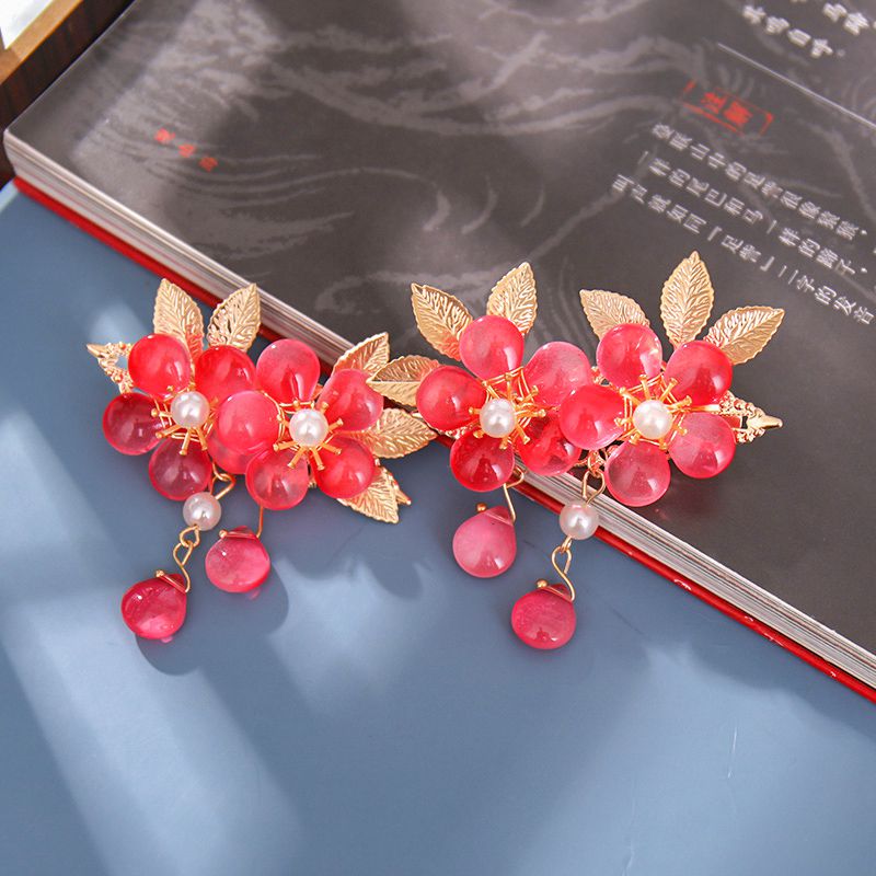 Cute Hairpin Hanfu Hair Accessories for Girls Women Red Hair Grips Barrette