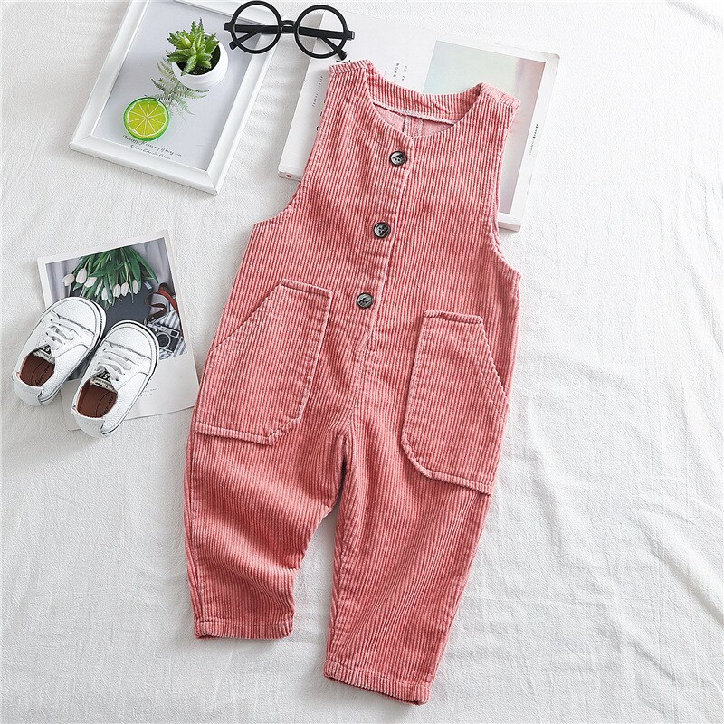 5063 Baby Kids Corduroy Losse Overalls Leuke Kids Alle Match Jarretel Broek Casual Jongens Broek 1-5 Jaar Baby overalls Outfits: pink / 120cm