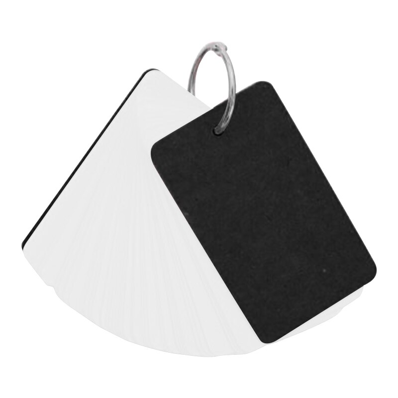 100 Sheets Heavy Index Cards Blank Study Cards with Binder Ring Memo Card DIY Note Book Message Card with Loose Leaf Ring: Black