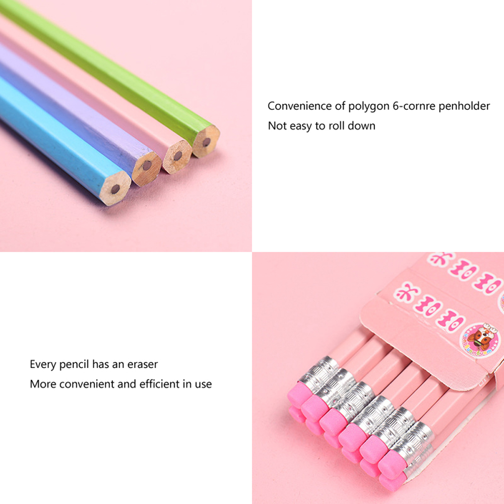8 Sets Cartoon Wooden Pencil Profession HB Pencil With Eraser Children&#39;s Drawing Pencils School Writing Stationery