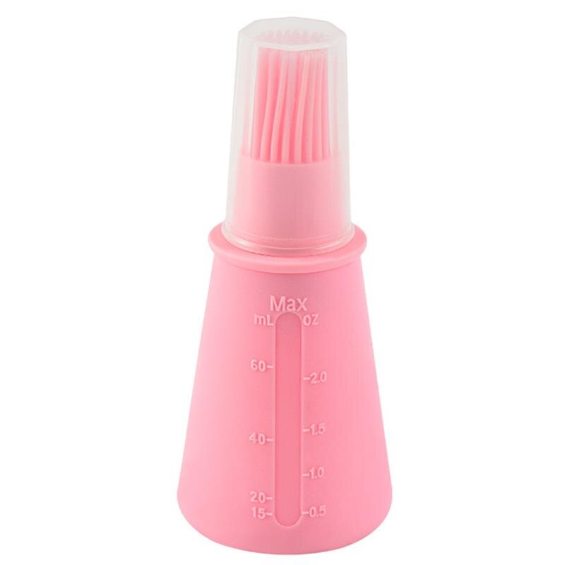 Silicone Oil Bottle Brush Multifunction Basting Brush Sauce Oil Bottle with Lid Silicone Oil Bottle Brush Kitchen Baking Coxeer: Pink