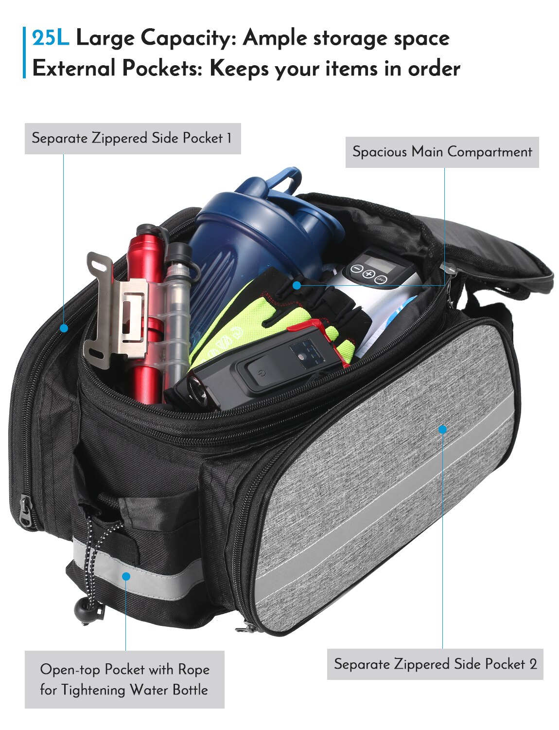 Lixada 13L Multifunctionele Fiets Rear Seat Bag Fietsen Bike Rack Seat Bag Kofferbak Fietstas Achterbank Tas Handtas Schoudertas