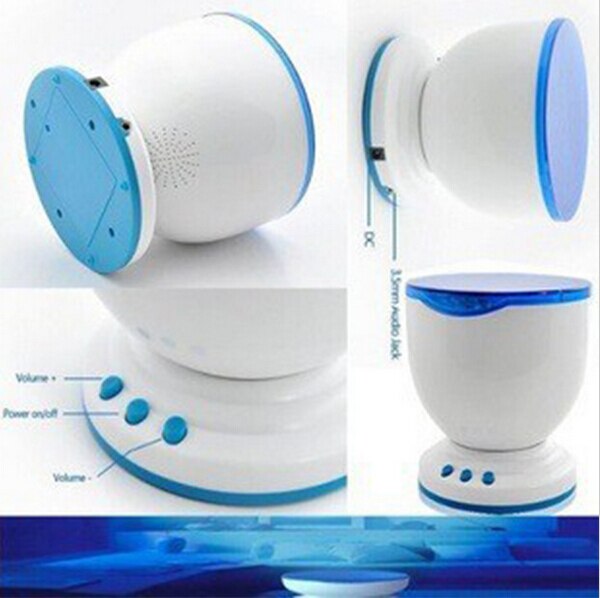 Led Nachtlampje Projector Aurora Master Blauw Zee Golven Oceaan Projectielamp met Speaker voor Slaapkamer Decoratie