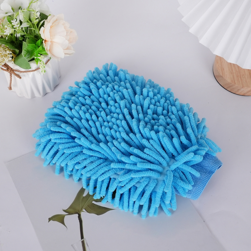 Autowaschhandschuhe, Chenille-Handschuh, Plüschlappen, verdickt, doppelseitig, Autozubehör, Reinigungswerkzeuge, Autozubehör, Autopflege: Silber