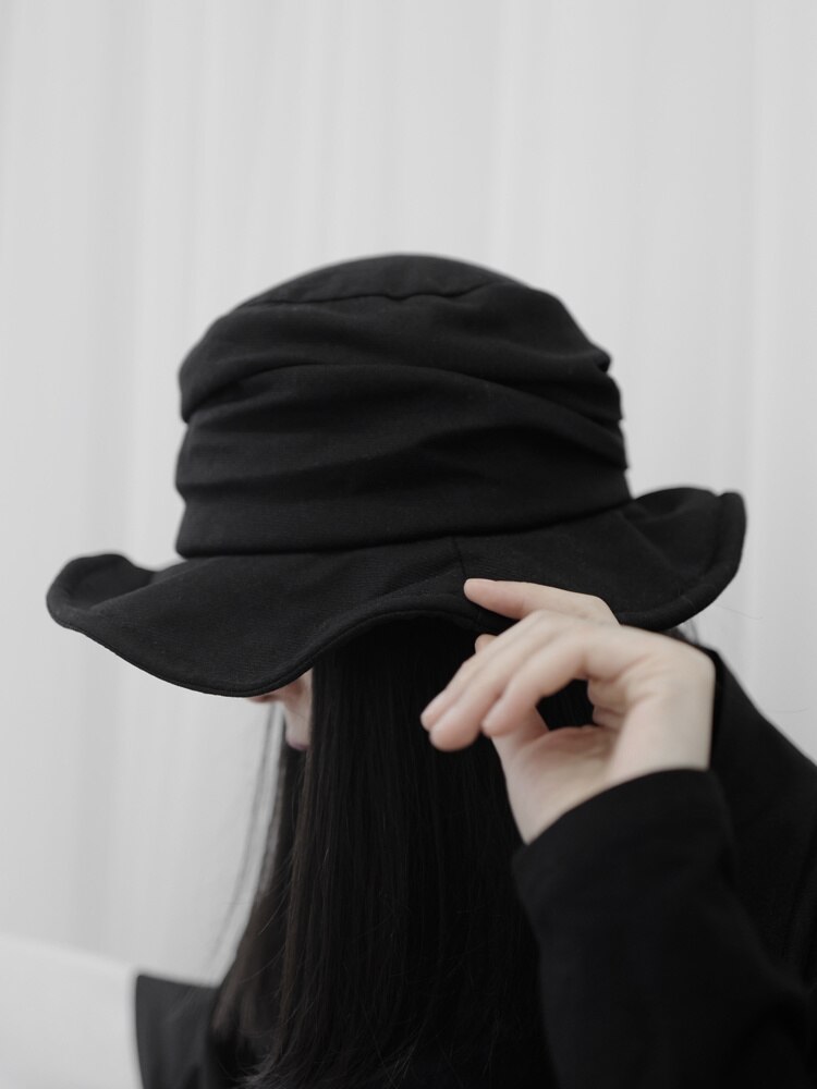 UMI MAO Yamamoto Wind Dark Black Japanese Retro Fisherman Hat Men Women Fold Hat Harajuku Y2k Femme Hombre Gothic
